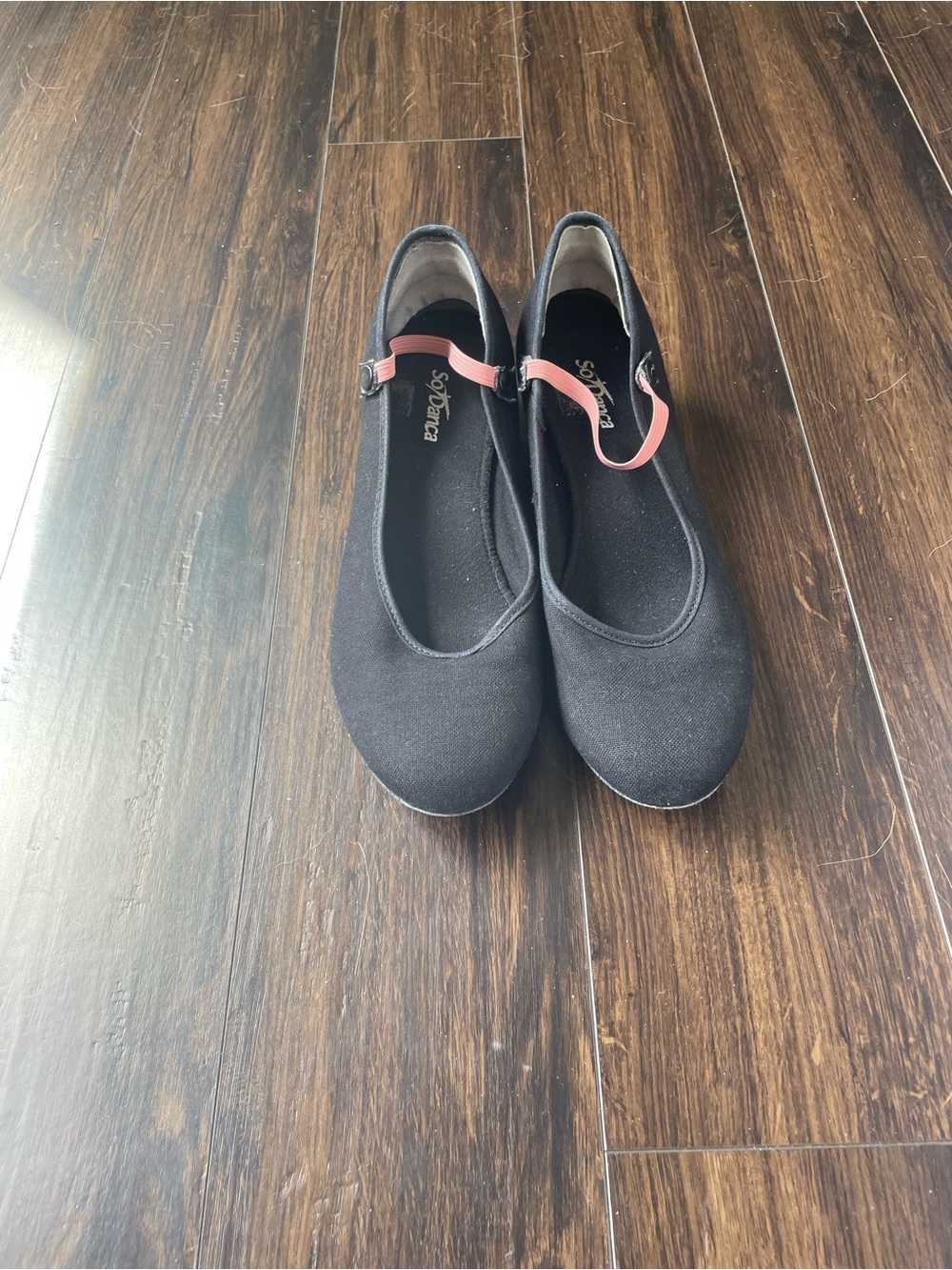 Black So Danca Ballet Character Shoes with Pink Strap